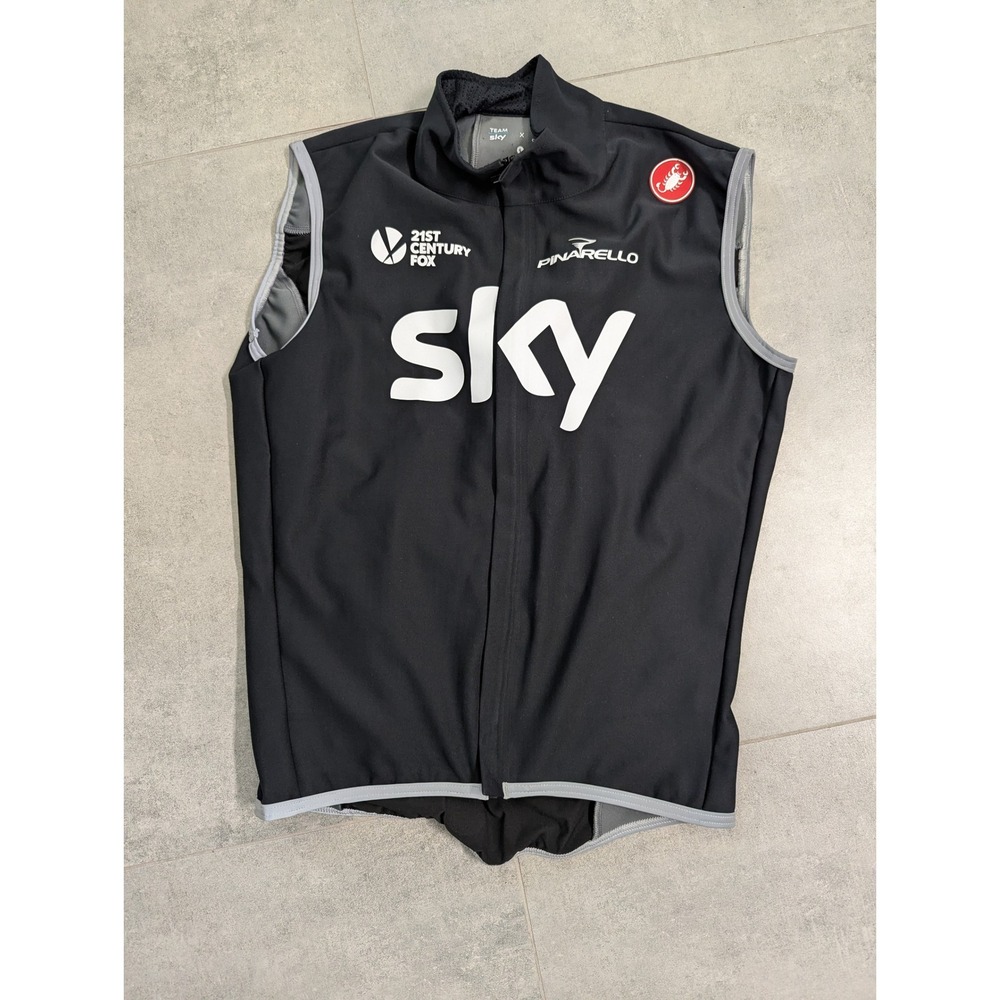 Castelli Perfetto Team Sky Cycling Vest Mens Large Black Gore Windstopper Gilet‎